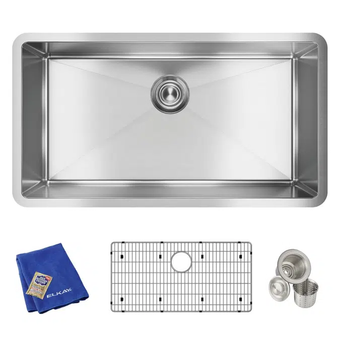 EFRU311610TC Elkay Crosstown® 16 Gauge Stainless Steel 32-1/2" x 18" x 10" Single Bowl Undermount Sink Kit