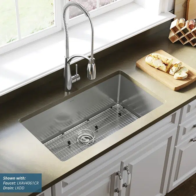 EFRU311610TC Elkay Crosstown® 16 Gauge Stainless Steel 32-1/2" x 18" x 10" Single Bowl Undermount Sink Kit