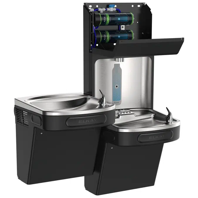 LZSTL8WSBPRO-2FLP4 Elkay Pro Filtration® Connected Bottle Filling Station & Bi-Level ADA Cooler Refrig Dbl Total PFAS* + Lead Reduction BK