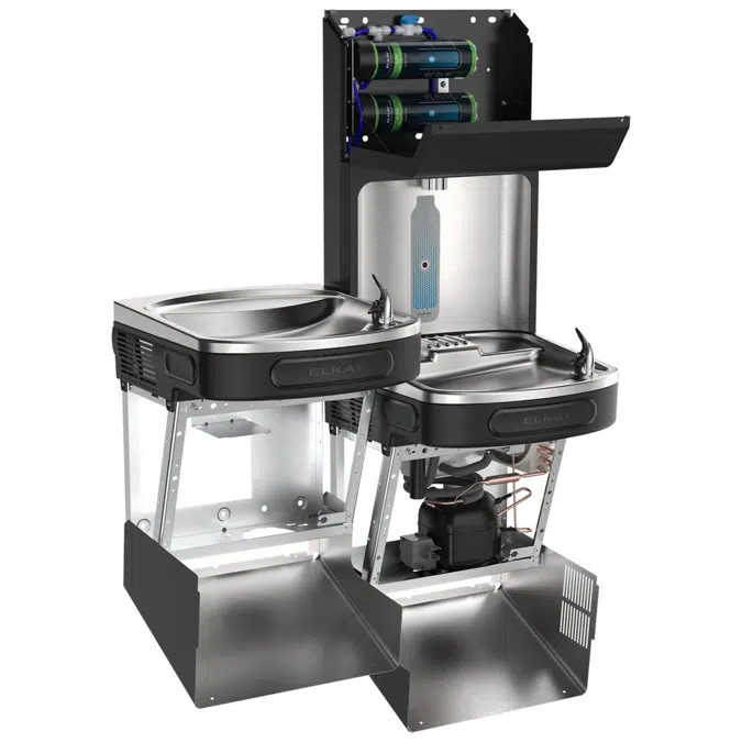 LZSTL8WSBPRO-2FLP4 Elkay Pro Filtration® Connected Bottle Filling Station & Bi-Level ADA Cooler Refrig Dbl Total PFAS* + Lead Reduction BK