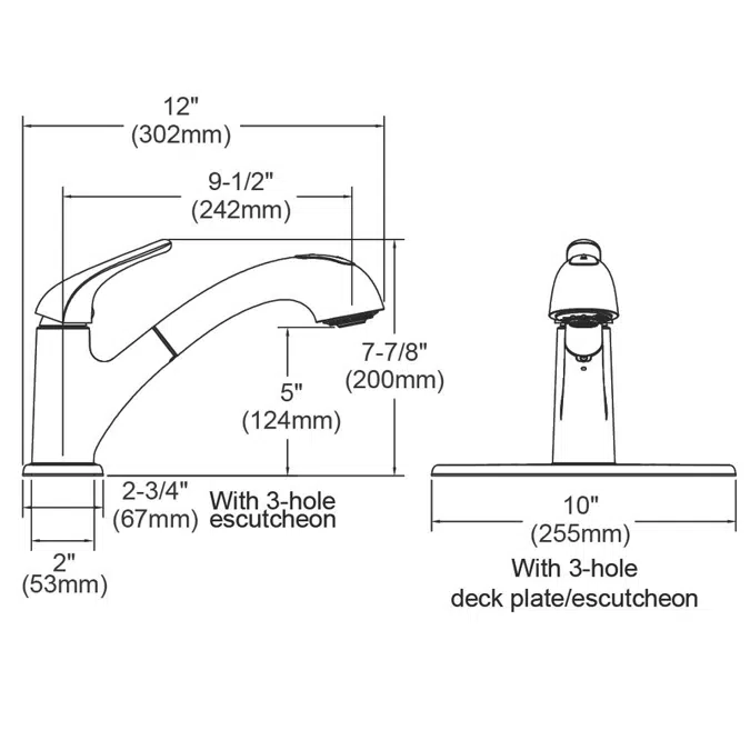 LK5000CR Elkay Everyday Single Hole Deck Mount Kitchen Faucet with Pull-out Spray Lever Handle + Optional Escutcheon Chrome