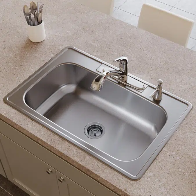LK5000CR Elkay Everyday Single Hole Deck Mount Kitchen Faucet with Pull-out Spray Lever Handle + Optional Escutcheon Chrome
