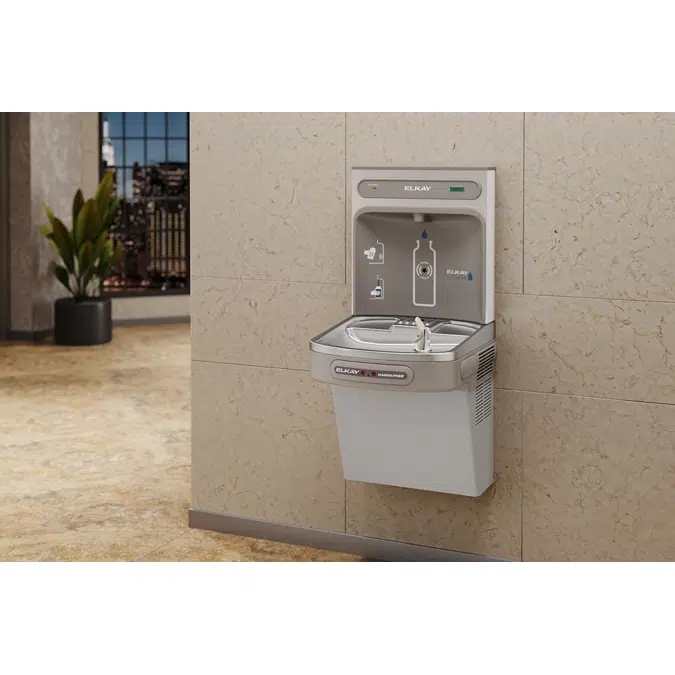 LZO8WSLK Elkay ezH2O®  Bottle Filling Station with Single ADA Cooler Hands Free Activation Filtered Refrigerated Light Gray