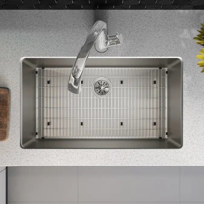 ELUHH3017TPDFLC Lustertone Iconix® 16 Gauge Stainless Steel 32-1/2" x 19-1/2" x 9" Single Bowl Undermount Sink Kit with Filtered Faucet with Perfect Drain®