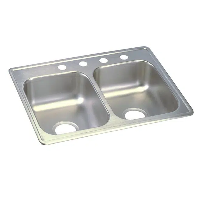 D225191_5_MR2 Dayton® Stainless Steel 25" x 19" x 6-5/16" Equal Double Bowl Drop-in Sink
