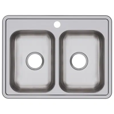 Image for D225191_5_MR2 Dayton® Stainless Steel 25" x 19" x 6-5/16" Equal Double Bowl Drop-in Sink