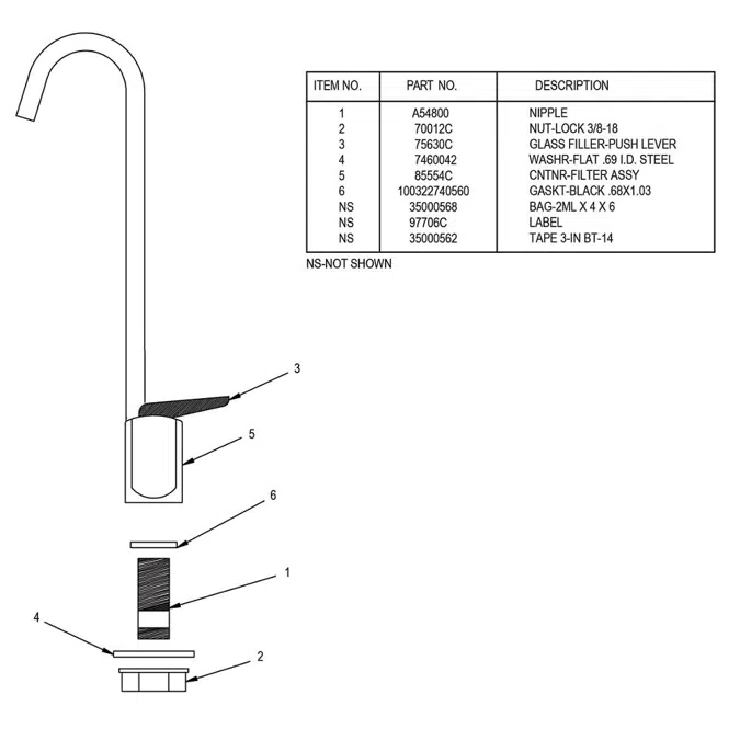 LK1110 Elkay Lever Style Glass Filler