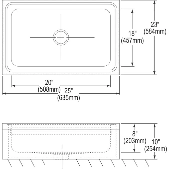 EFS2523C Elkay Stainless Steel 25" x 23" x 8" Single Bowl Floor Mount Service Sink Package w/Drain