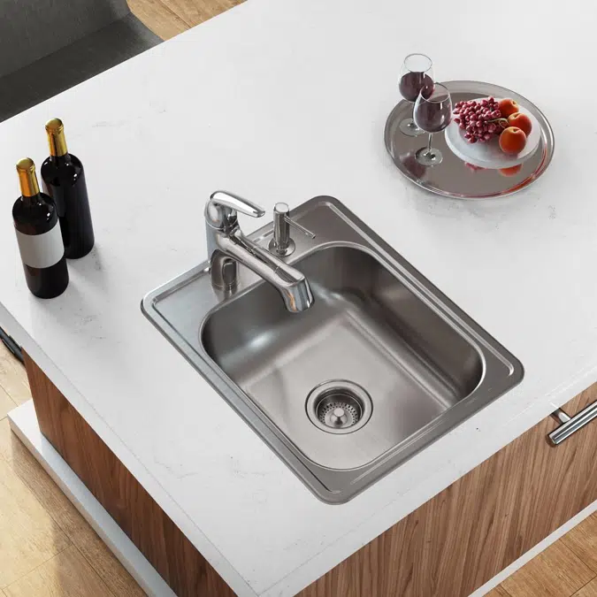 D117211_3 Dayton® Stainless Steel 17" x 21-1/4" x 6-1/2" Single Bowl Drop-in Bar Sink