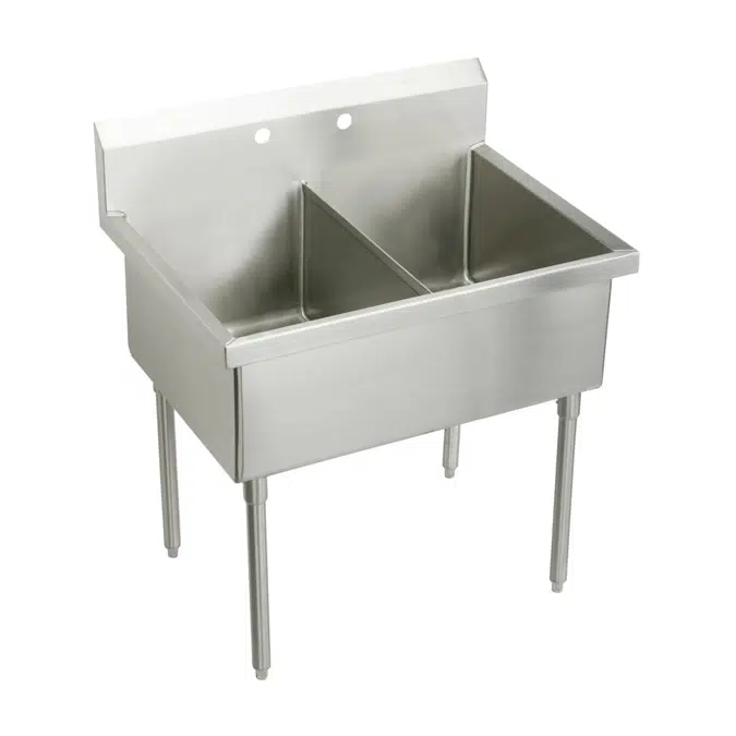 WNSF82482 Elkay Weldbilt® Stainless Steel 51" x 27-1/2" x 14" Floor Mount Double Compartment Scullery Sink