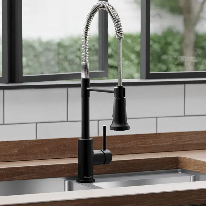 LKAV2061MBCR Elkay Avado® Single Hole Kitchen Faucet with Semi-professional Spout and Lever Handle Matte Black and Chrome