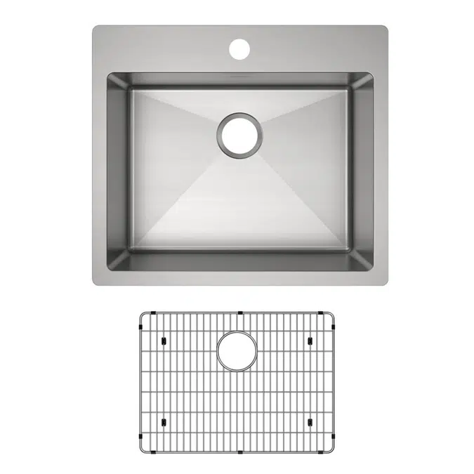ECTSR25229TBG1_5 Crosstown® 18 Gauge Stainless Steel 25" x 22" x 9" Single Bowl Dual Mount Sink Kit