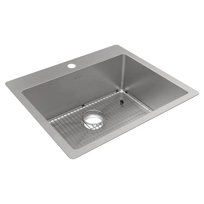 ECTSR25229TBG1_5 Crosstown® 18 Gauge Stainless Steel 25" x 22" x 9" Single Bowl Dual Mount Sink Kit