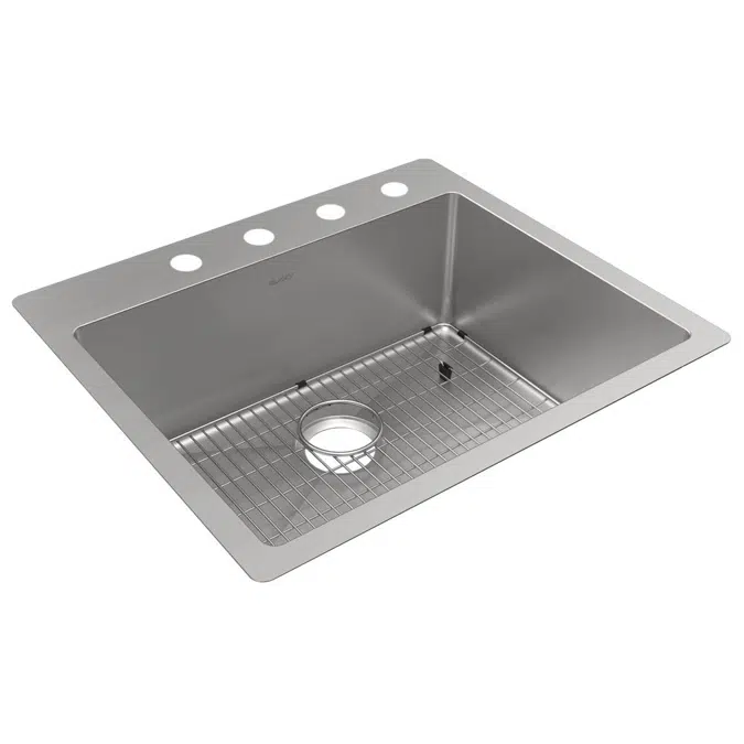 ECTSR25229TBG1_5 Crosstown® 18 Gauge Stainless Steel 25" x 22" x 9" Single Bowl Dual Mount Sink Kit