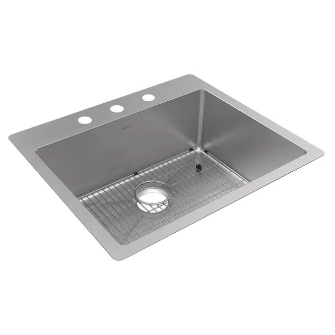 ECTSR25229TBG1_5 Crosstown® 18 Gauge Stainless Steel 25" x 22" x 9" Single Bowl Dual Mount Sink Kit