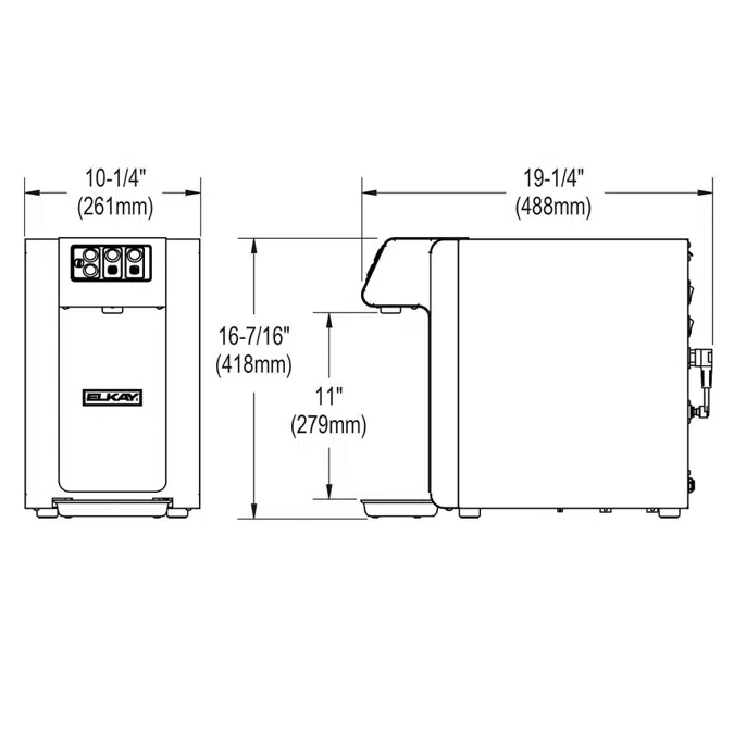 DSBSH130UVPC Elkay® Water Dispenser Hot Filtered Refrigerated 1.5 GPH Stainless Steel