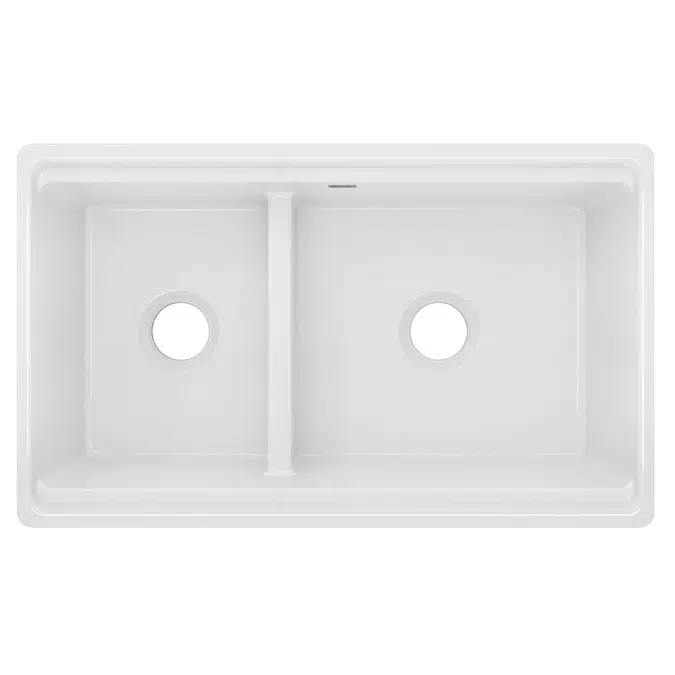 SWUF3320WH Fireclay 33" x 19-15/16" x 9-3/16" 60/40 Double Bowl Farmhouse Workstation Sink with Aqua Divide