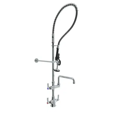 Зображення для LK543AF08LC Single Hole Concealed Deck Mount Faucet 44in Flexible Hose with 1.2 GPM Spray Head + 8" Arc Tube Spout 2" Lever Handles