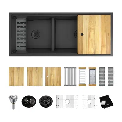 Image for ELXULB4522W Quartz Luxe® 45"x22"x9" 60/40 Undermount Workstation Sink Kit w PD&AD