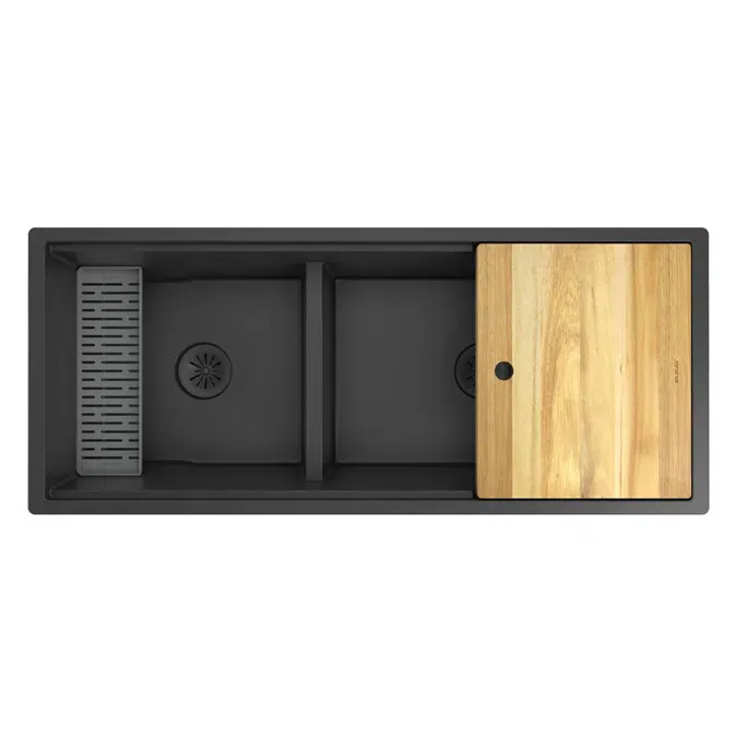 ELXULB4522W Quartz Luxe® 45"x22"x9" 60/40 Undermount Workstation Sink Kit w PD&AD