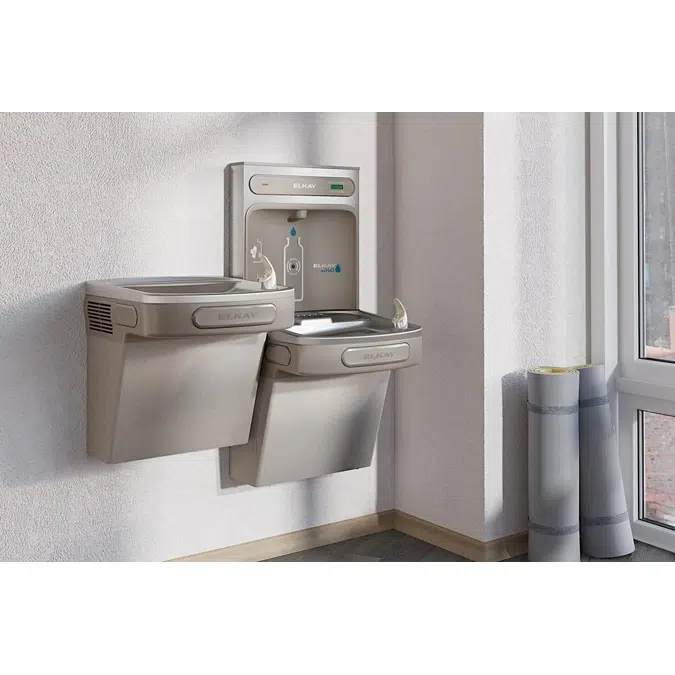 LZSTLDDWSLK Elkay ezH2O®  Bottle Filling Station & Versatile Bi-Level ADA Cooler Filtered Non-Refrigerated Light Gray