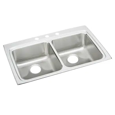 Image for LRAD3322601_4_MR2 Lustertone® Classic Stainless Steel 33" x 22" x 6" Equal Double Bowl Drop-in ADA Sink