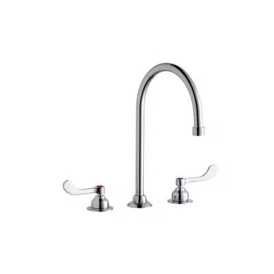 bild för Elkay 8" Centerset with Concealed Deck Faucet with 8" Gooseneck Spout 4" Wristblade Handles Chrome