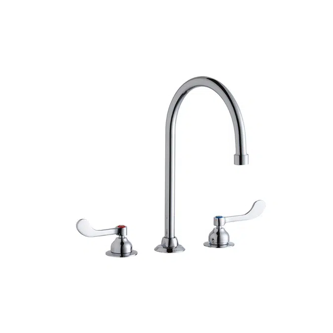 LK800GN08T4Elkay 8" Centerset with Concealed Deck Faucet with 8" Gooseneck Spout 4" Wristblade Handles Chrome