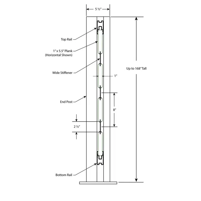 Vertical Plankwall Wide Stiffener Open Top Enclosure