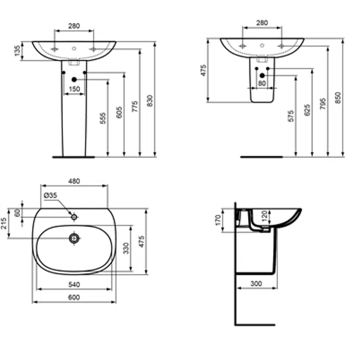 TESI BASIN 60 WHITE LIGHT DESIGN BOXED