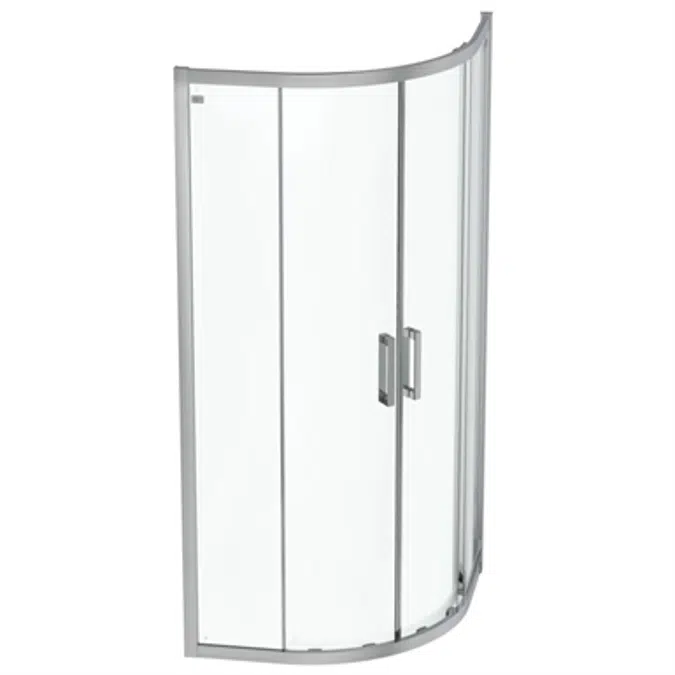 CONNECT 2 QUADRANT 90X90 CLEAR GLASS BRIGHT SILVER FINISH RADIUS 550 MM