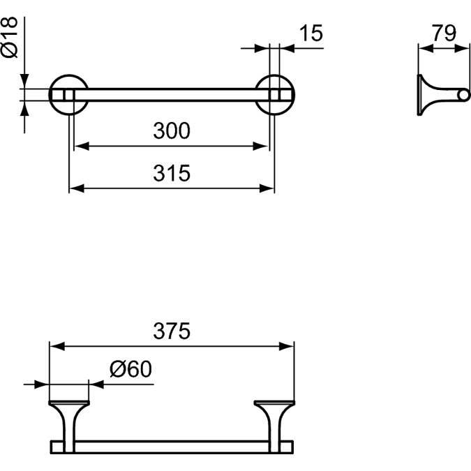 Dolce Vita Towel bar 300 mm