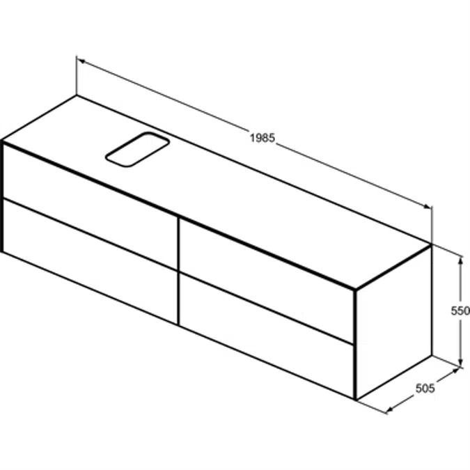 Conca BSN UN 200X50X55 4 DR+WTOP BSP CUT  WHMT