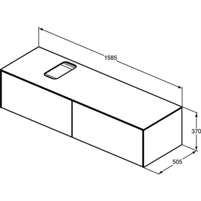 Conca BSN UN 160X50X37 2 DR+WTOP BSP CUT WHMT