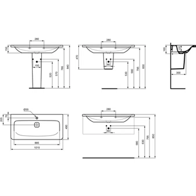 P_Tempo  Washbasin Semi-Pedestal