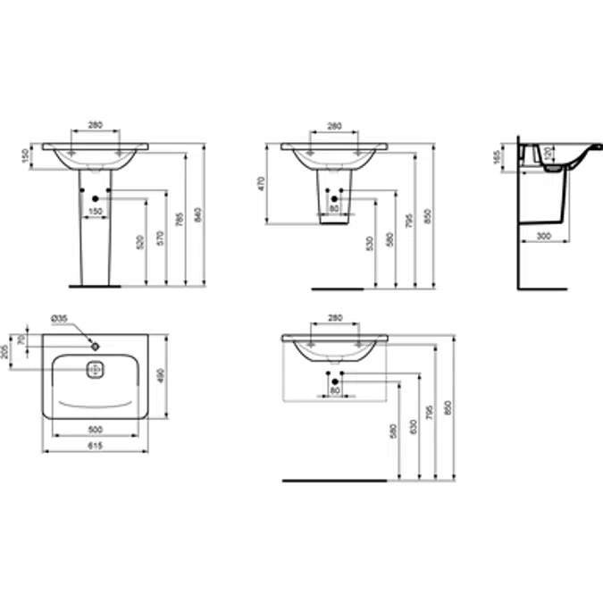 P_Tempo  Washbasin Semi-Pedestal
