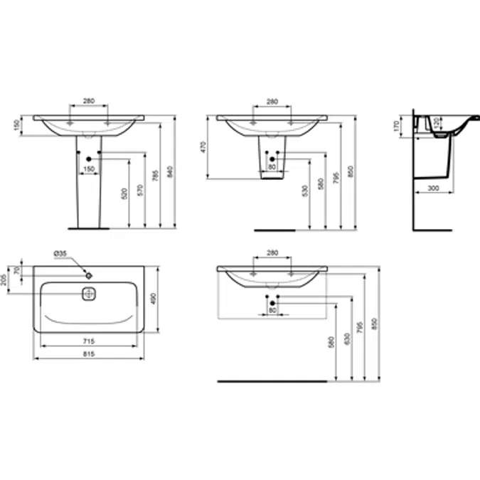 P_Tempo  Washbasin Semi-Pedestal