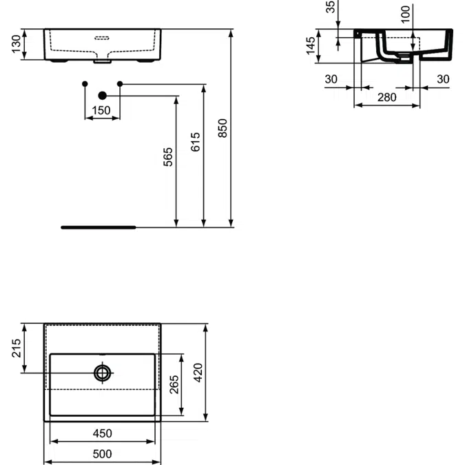 EXTRA SEMI-COUNTERTOP 50 CM WASHBASIN