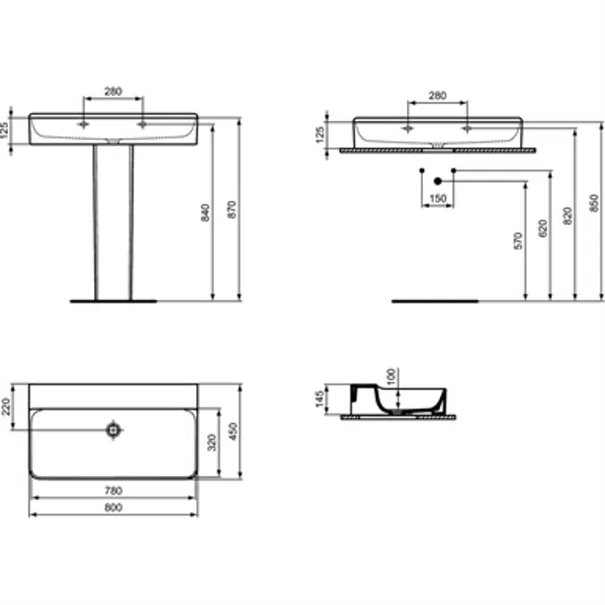 Conca New consolle basin 80 NTH NOF
