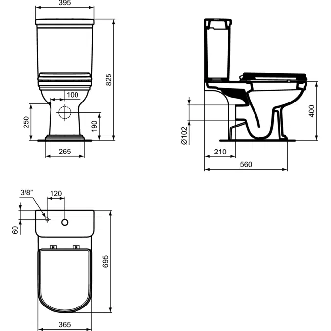 Calla Close Coupled Tank - Botton Inlet