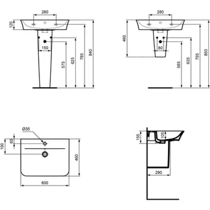 CONNECT AIR BASIN 60X46 WHITE CURVE BXD