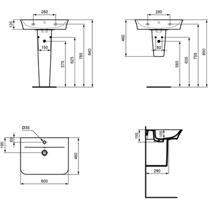CONNECT AIR BASIN 60X46 WHITE CURVE BXD