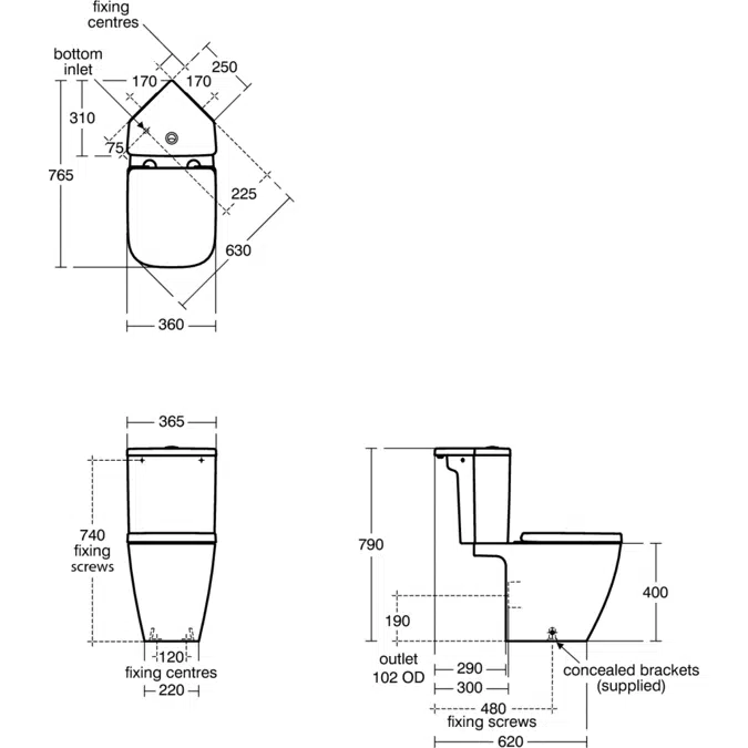 i.life S, Corner WC Cistern, 4,5/3 L
