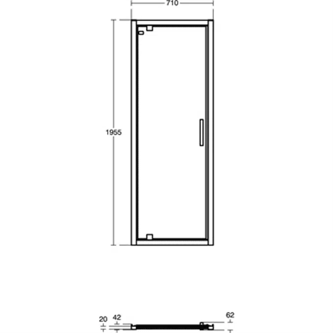 CONNECT 2 PIVOT DOOR  76 CLEAR GLASS BRIGHT SILVER FINISH