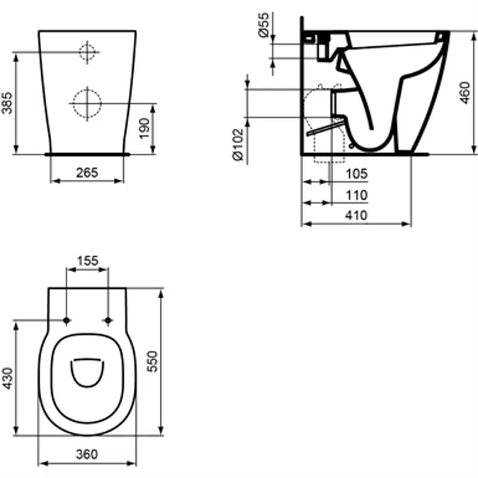 CONNECT FREEDOM floor standing bowl 360x550mm, wash-down