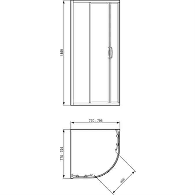 TIPICA R Cabine de douche 80 cm verre brossé Cincilla