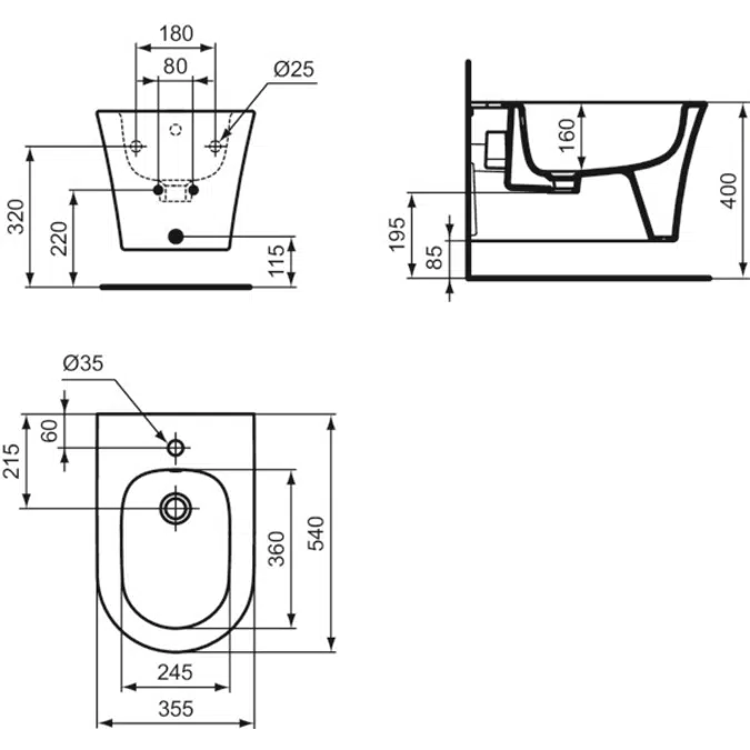 BIM objects - Free download! La Dolce Vita® wallhung bidet, hidden ...