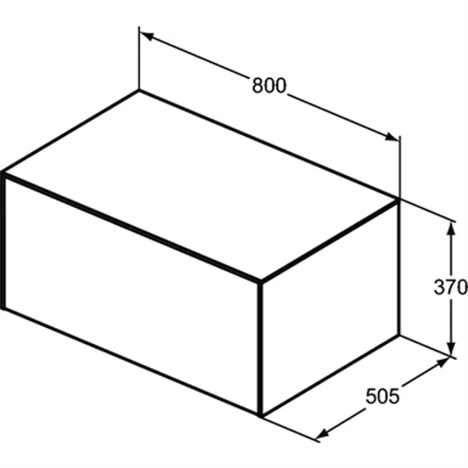 Conca BSN UN 80X50X37 1 DR+WTOP NOCUT  WHMT
