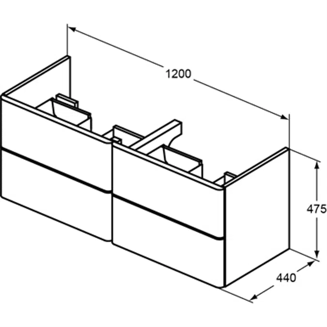 SOFTMOOD double vanity unit 1200x440mm, 4 drawer