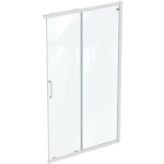 connect 2 corner / entry 120cm , door without handle,  white frame and clear glass